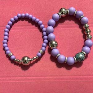 Purple Beaded Bracelets Set